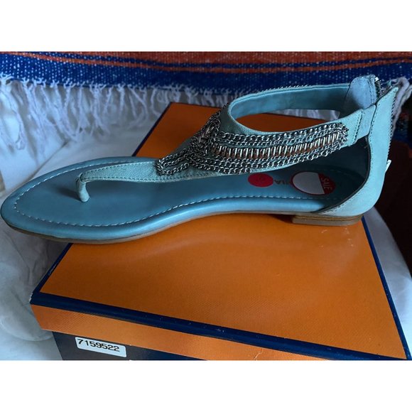 NIB Arturo Chiang blue sandal chain design back zip sz 8 - Picture 4 of 6
